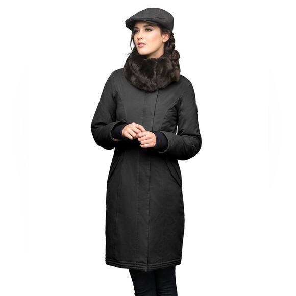 Women's Nobis Lady Taylor Navy/Brown Fur-Collar Coat - Picture 4 of 16